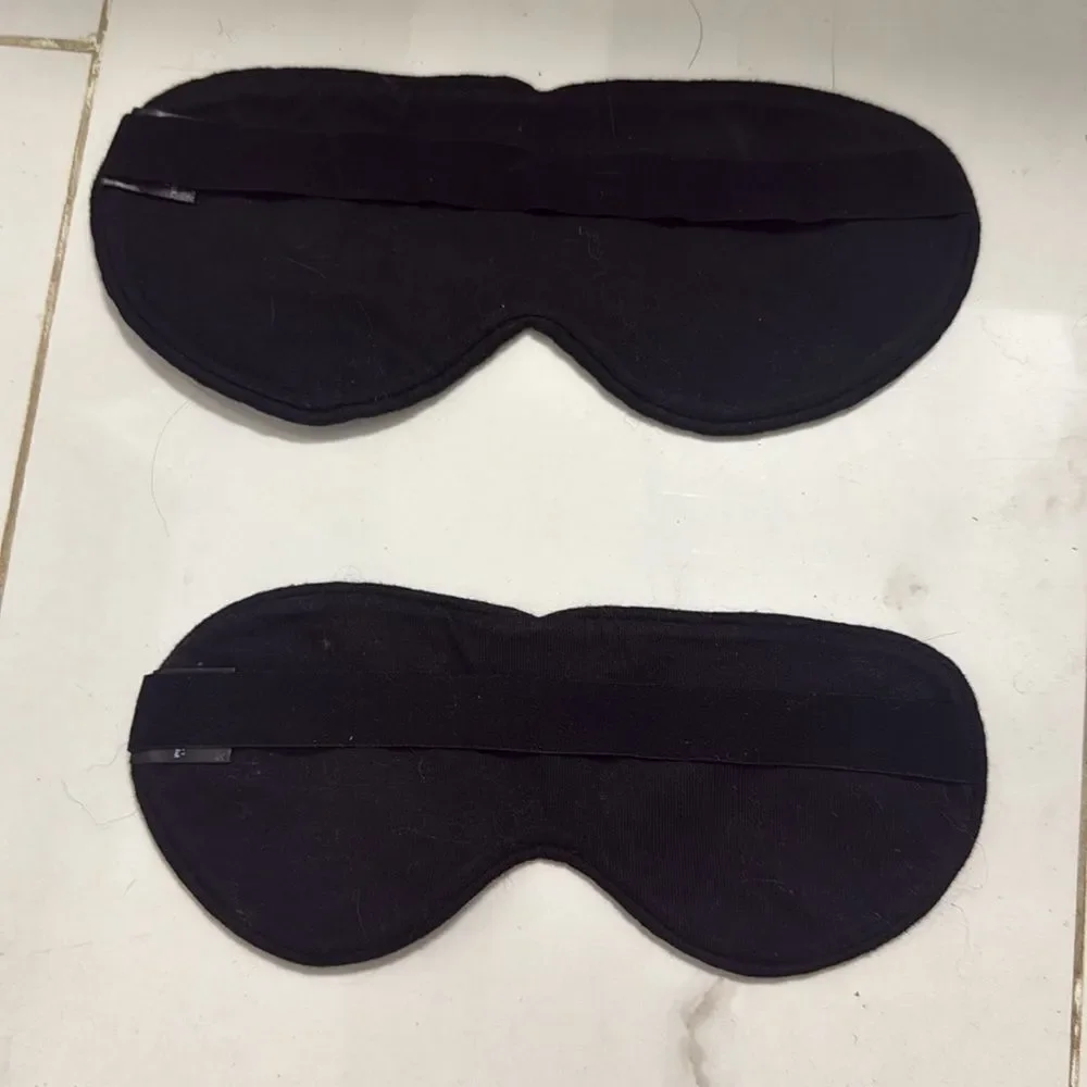 Black Sleep Masks with Gold and Pink SET of 2 Cute Cotton Masks